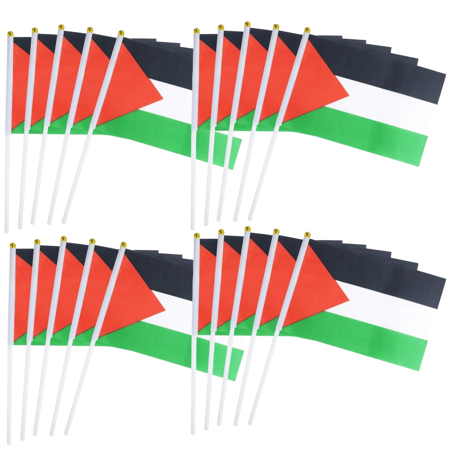 50 Packs Palestine Flags Hand-hold Mini Small Flag Hand-waved Palestinian Bunting on Plastic Sticks Party Parade Celebration Sports Football Game School Events Festival Outdoor Decoration