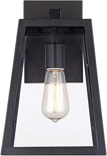 Miniatura 5 de John Timberland Arrington - Lámpara de pared industrial moderna para exteriores, color negro, 13 pulgadas, vidrio transparente, estilo Edison