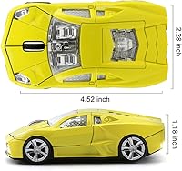 Vista 4 de Ratón óptico inalámbrico de la computadora del coche deportivo 3D, ratón ergonómico de la computadora portátil de escritorio para LBJN (amarillo)