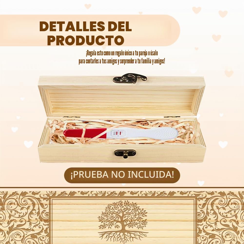 CHGCRAFT Árbol de la vida Caja de recuerdo de prueba de embarazo Tablero de época Caja de recuerdo de anuncio de embarazo de madera con cinta de rafia y regalos de anuncio de bloqueo, 8x2x1.2 pulgadas