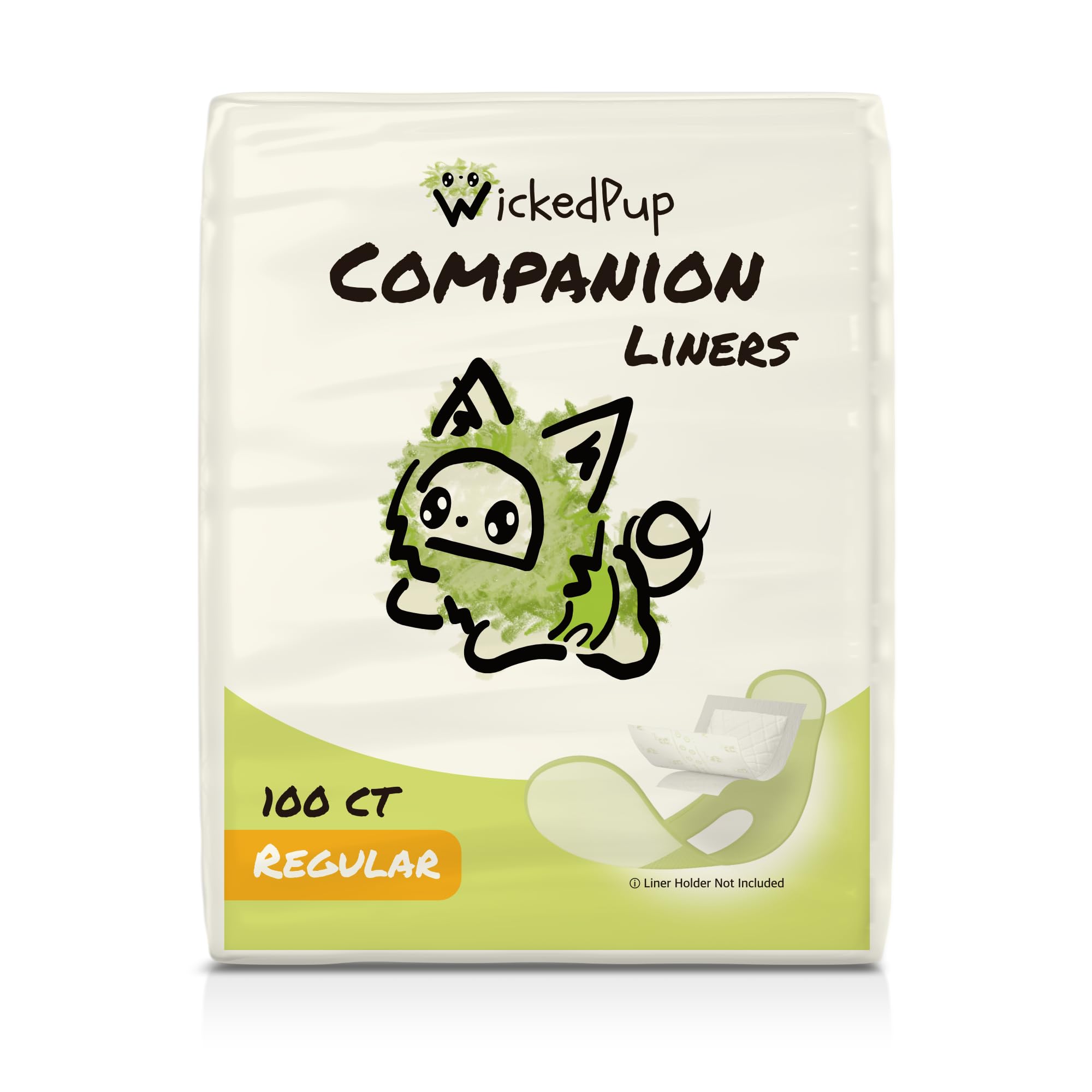 WICKEDPUP Dog Diaper Liners Booster Pads for Male and Female Dogs, 100ct | Disposable Diaper Inserts fit Most Reusable Pet Belly Bands, Wraps, and Washable Period Panties