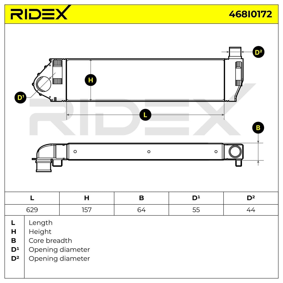 RIDEX 468I0172 Intercooler senza valvola EGR (ricircolo gas scarico) Compatibilità con RENAULT Scénic 2 JM0/1