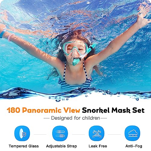 Seovediary Kids Snorkel Set, Dry Top Snorkel Mask For Children Anti-Fog Panoramic View Diving Mask Snorkeling Gear For Kids With Carry Bag For Youth Boys Girls thumb #1