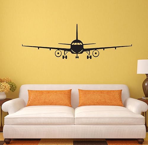 Miniatura 5 de BIBITIME Pegatina de silueta de avión de carga militar del ejército de pilotos voladores para decoración del hogar (M 39.37 x 12.60 pulgadas, negro)