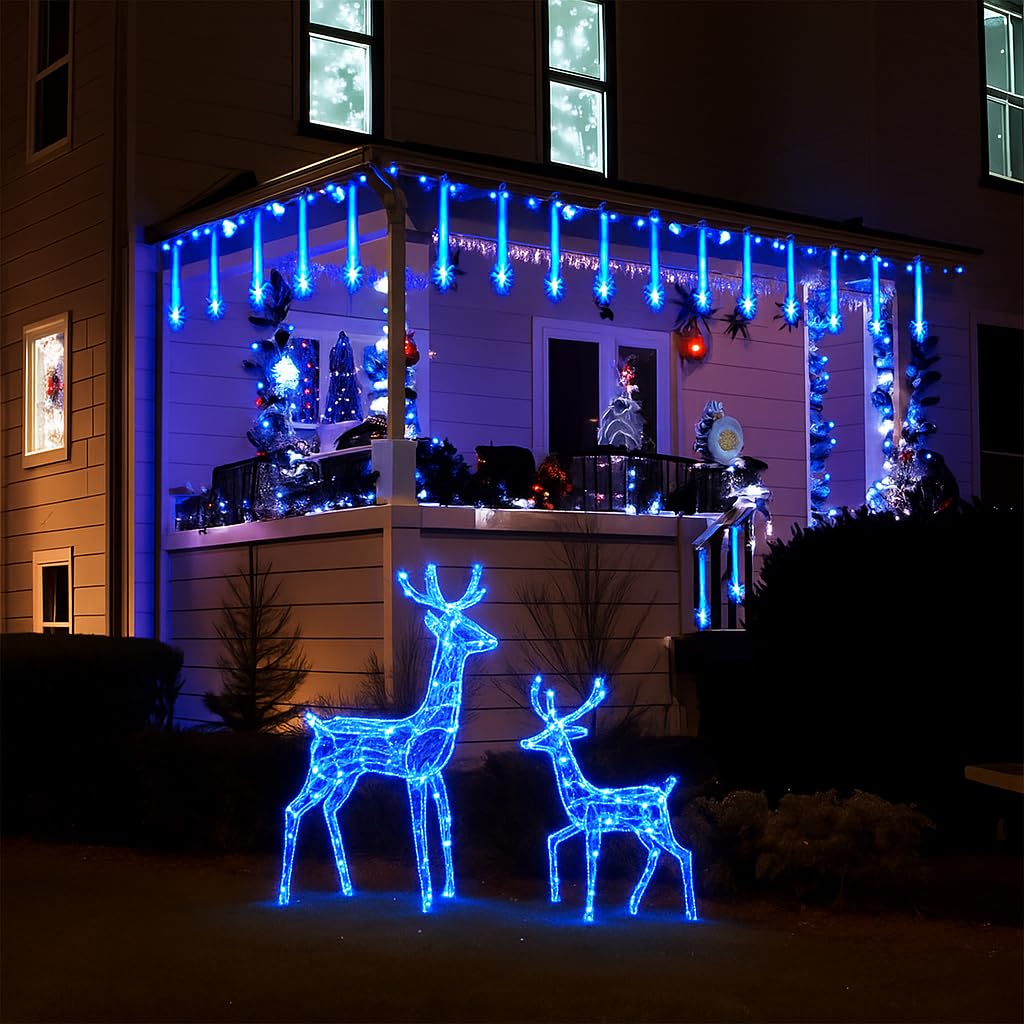 Meteorschauer Lichterkette 240 LED – 20 Röhren, 3 M, IP44 Wasserdicht, Für Außen & Innen, Vielseitig Einsetzbar Zu Weihnachten, Halloween & Parties, Energiesparend