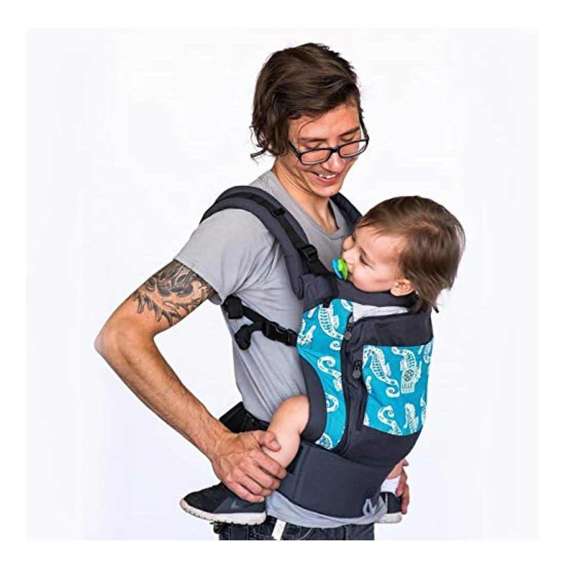LILLEbaby 4-in-1 Essentials All Seasons Baby Carrier, Seahorse - Ergonomic and Comfort Fabric, Gray