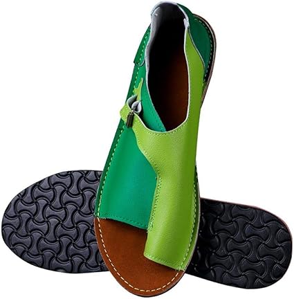 Sandales plates en cuir PU pour femmes, chaussures d'été à bout ouvert,  noires, roses, vertes, de plage, grande taille 36-41, 2020 / Chaussures  femme