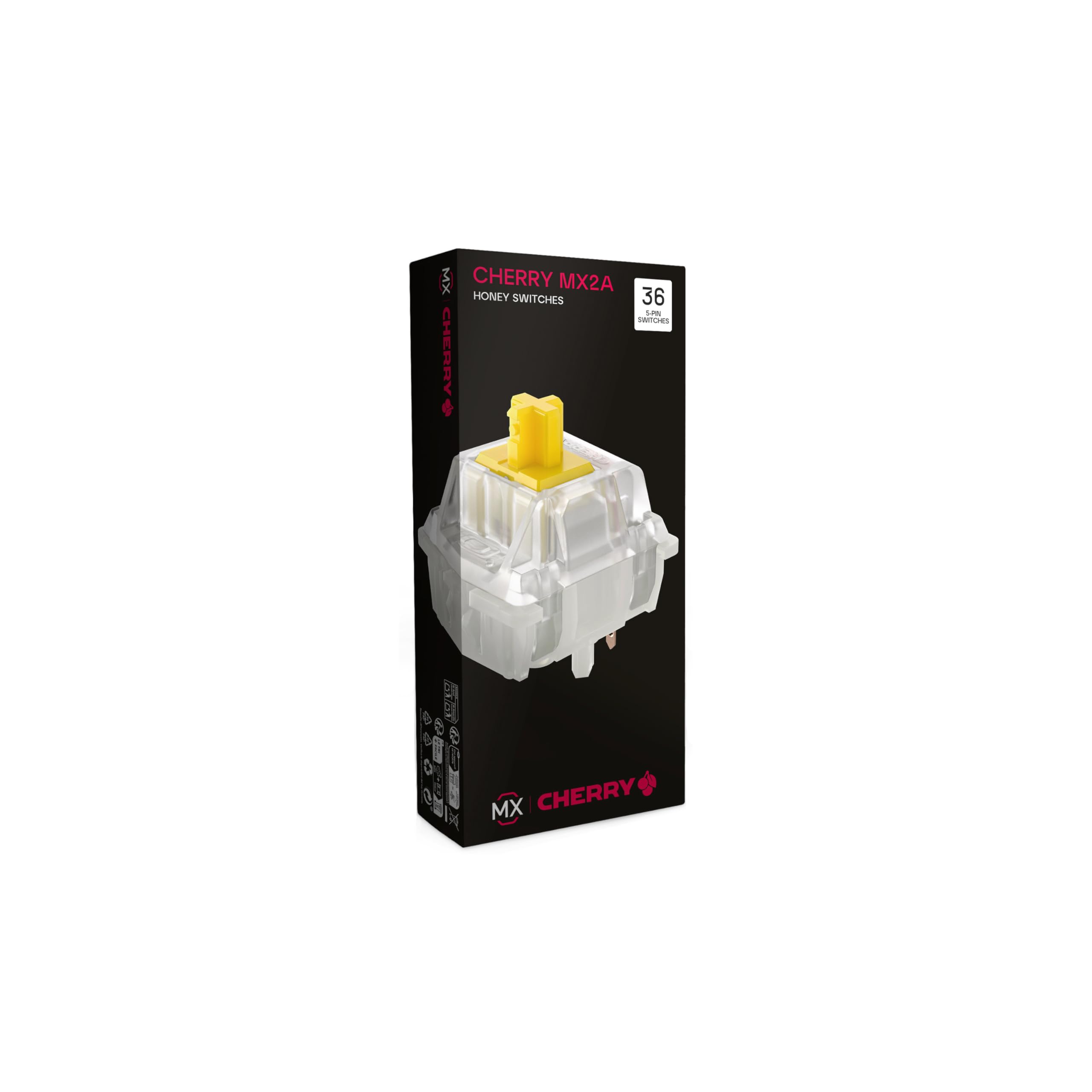 CHERRY MX2A RGB HONEY Switch Kit, 36 Mechanical Keyboard Switches, For DIY, Hot Swap or Gaming Keyboards, Tactile Switch Without Click, Sweet & Silent