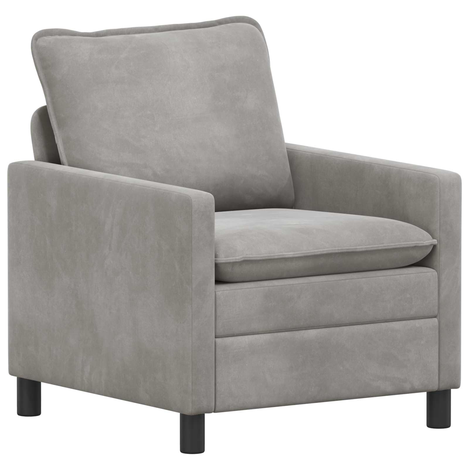 Juego de sofá de 2 piezas de terciopelo gris claro, moderno juego de sofá con 3 plazas y sillón para salón, marco de metal estable, acolchado cómodo, elegante paisaje para 4 personas