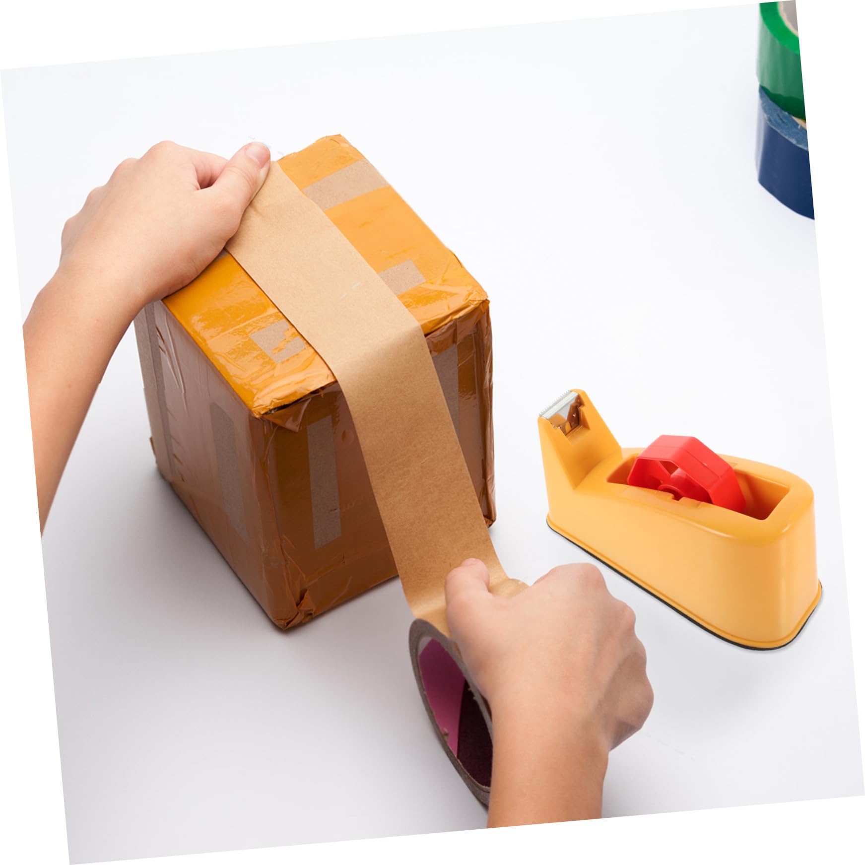Manueller Klebebandabroller mit Ergonomischem Design Langlebigem Metallmesser und Hochwertigem Lager für Schnelles Müheloses Abrollen für Verpackung Büro und Zufällige Farbe