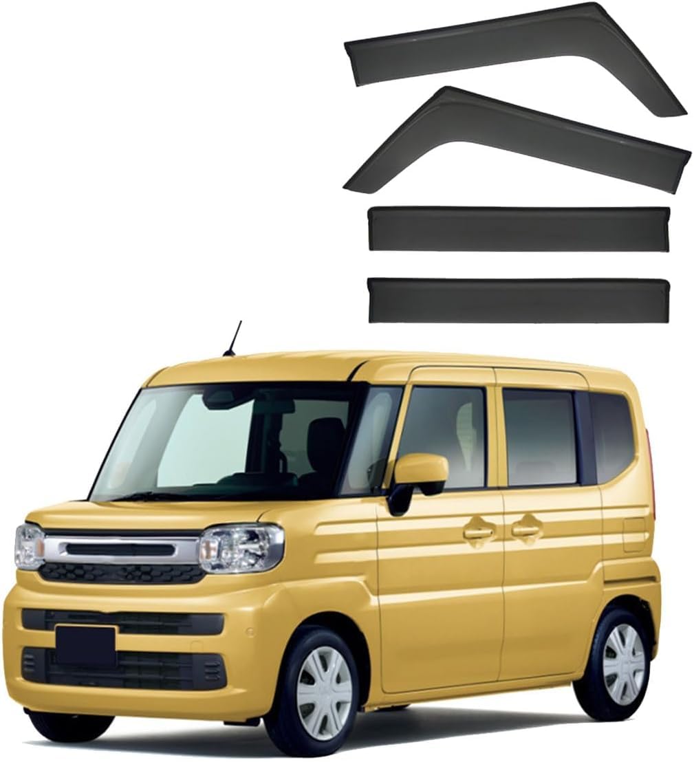 Liufangfc Normal Wind Deflectors For Suzuki Spacia Mk3-Mk54s 2024+ – 4Pc Tape-On Smoked Visors, Weatherproof, Anti-Salt/Snow, Low-Noise