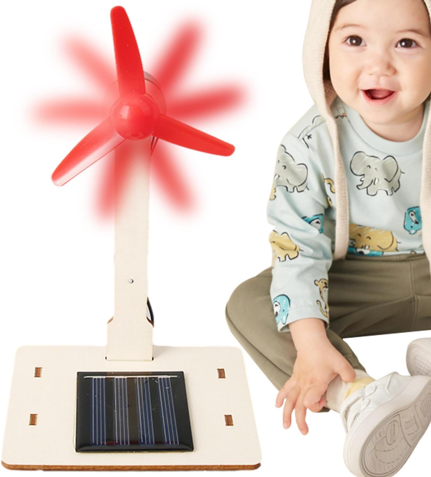 Solar Powered Wind Mill - STEM Learning Kit, Science Toy | Hands On Renewable Energy Educational Project Solar Wind Turbine Building Experiment Toy with Assembly Instructions for Kids Education