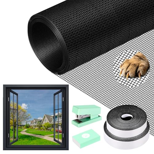 WEVOL Mosquiteras para Ventanas, 120x250cm Tela Mosquitera Ventana Ajustable Sin Perforaciones, Malla Mosquitera Ventana con Adhesiva, Rollo Mosquitera Fibra de Vidrio para Ventanas Puertas Patios