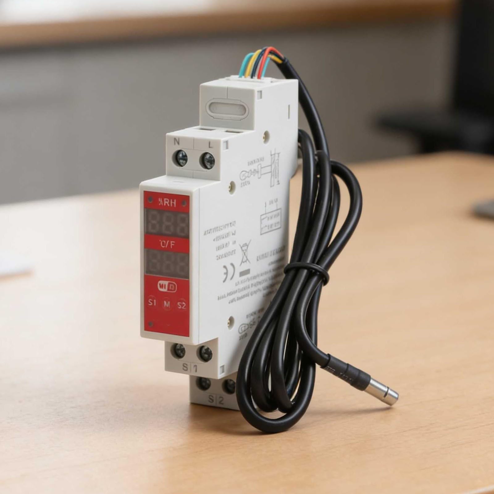 Regolatore di temperatura su guida DIN,Termostato intelligente WiFi DIN Rail con sensore sonda,per Tuya App,Regolatore digitale di umidità della temperatura,con doppio relè,per la casa