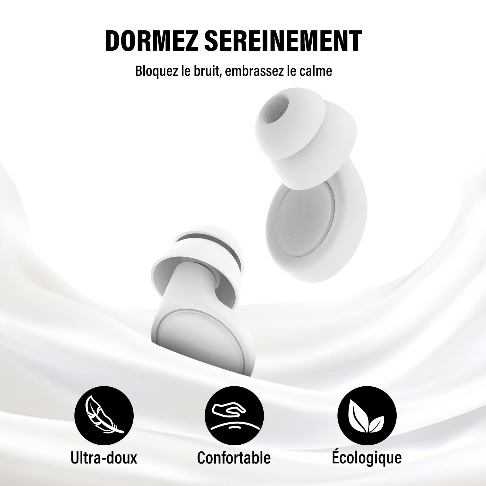 Boule quies, Bouchon d'oreille pour dormir réutilisables antibruit avec 7 paires d'embouts en silicone, bouchons de couchage pour étudier, se concentrer, voyager et assister à des concerts