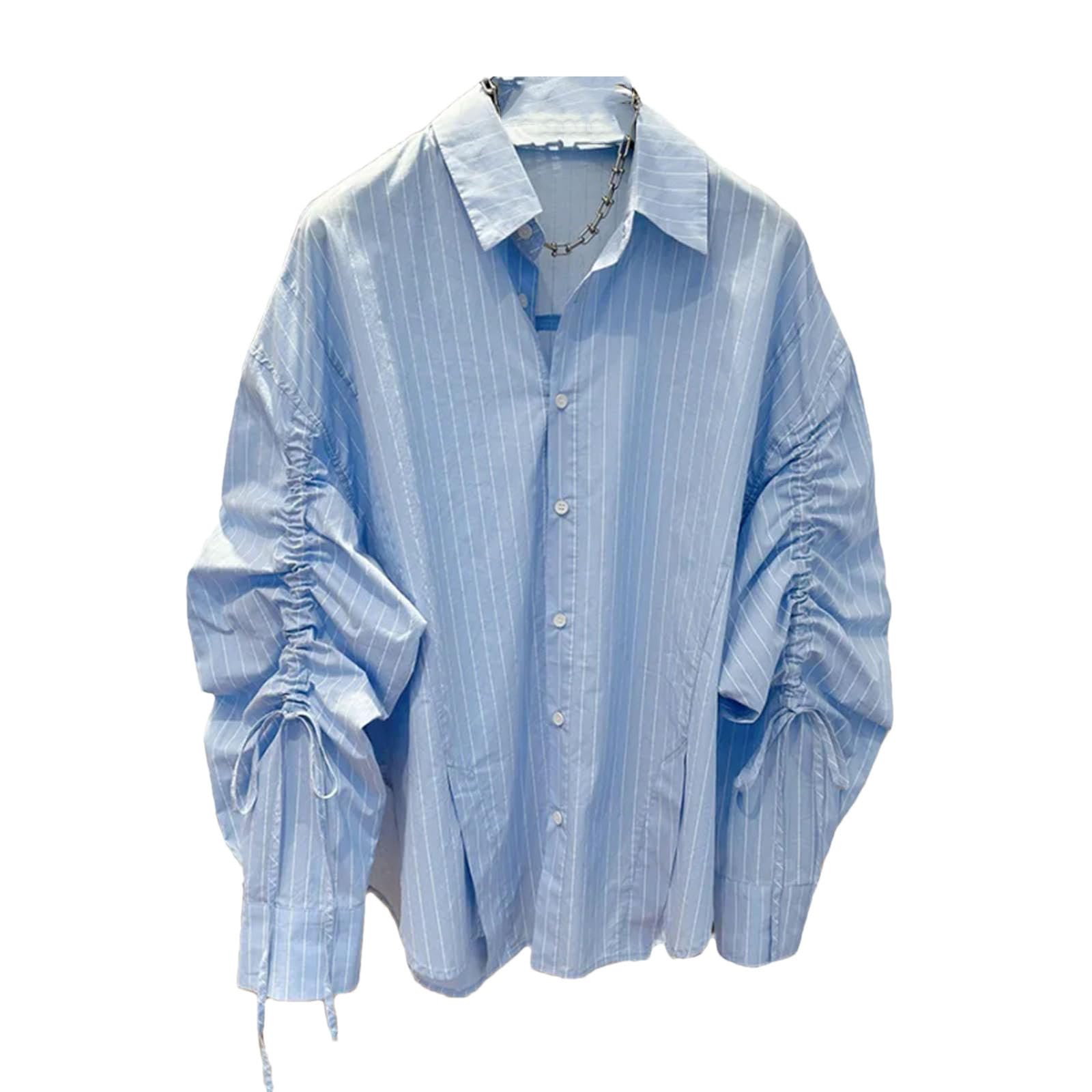 Camicette da donna eleganti casual fidanzato camicie top maniche lunghe colletto rovesciato