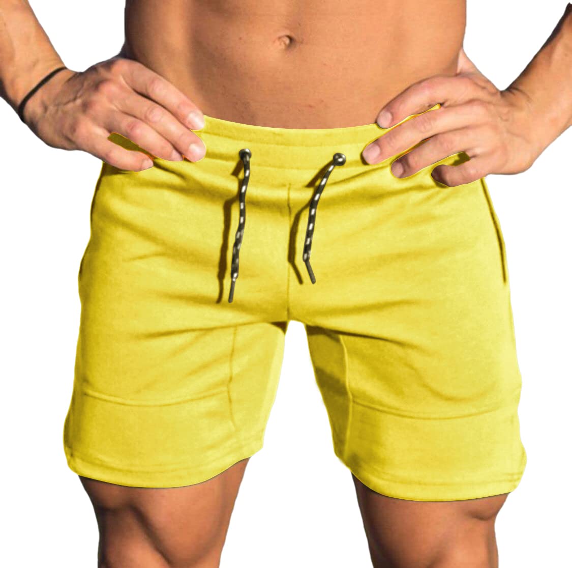 EVERWORTH Men's Solid Gym Workout Shorts Bodybuilding Running Fitted Training Jogging Short Pants with Zipper Pocket 3 Colors