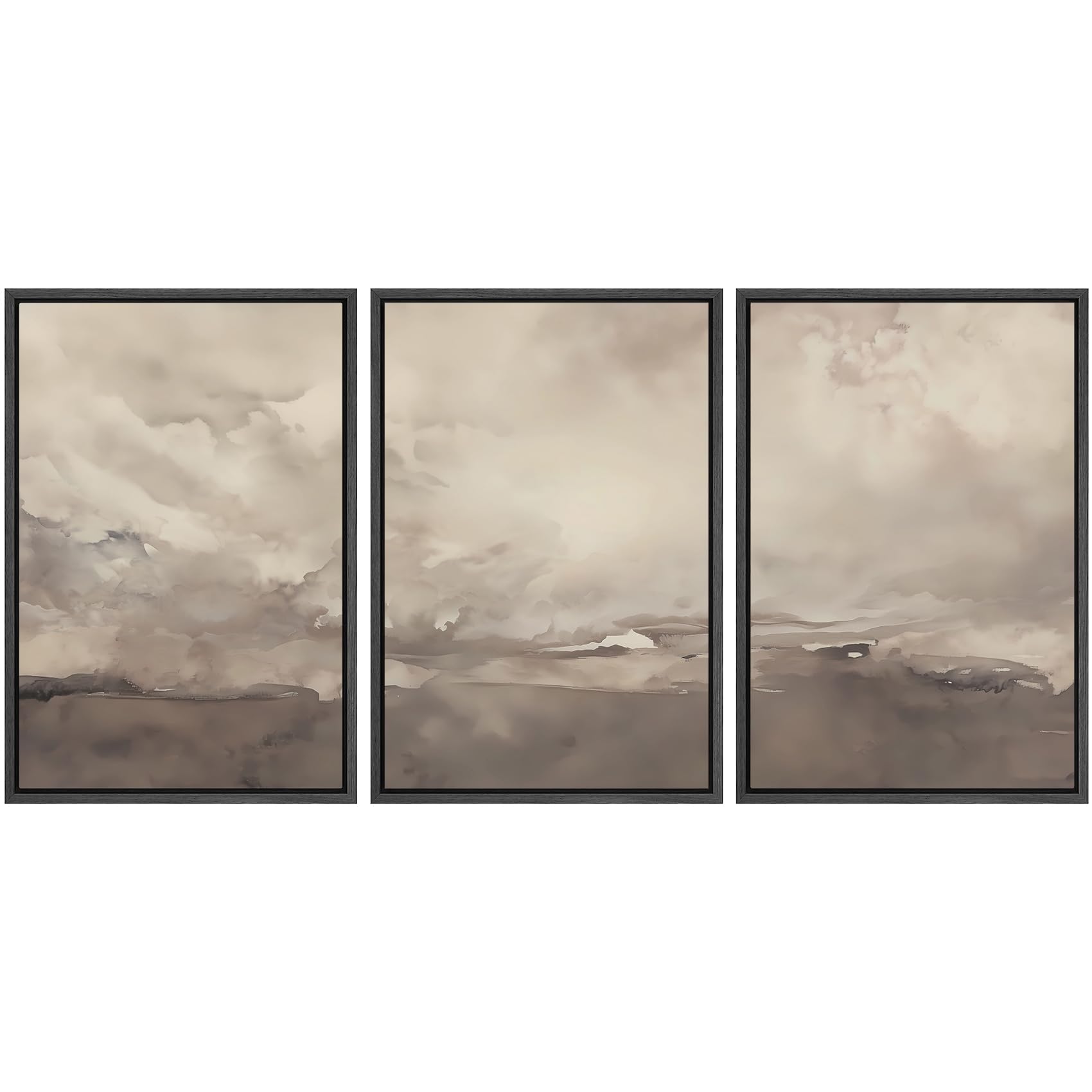 SIGNWIN Framed Canvas Print Wall Art Set Blue White Grunge Geometric Pattern Abstract Shapes Cozy Neutral Decorative Contemporary Minimal for Living Room, Bedroom, Office - 24"x36"x3 Natural — view 31