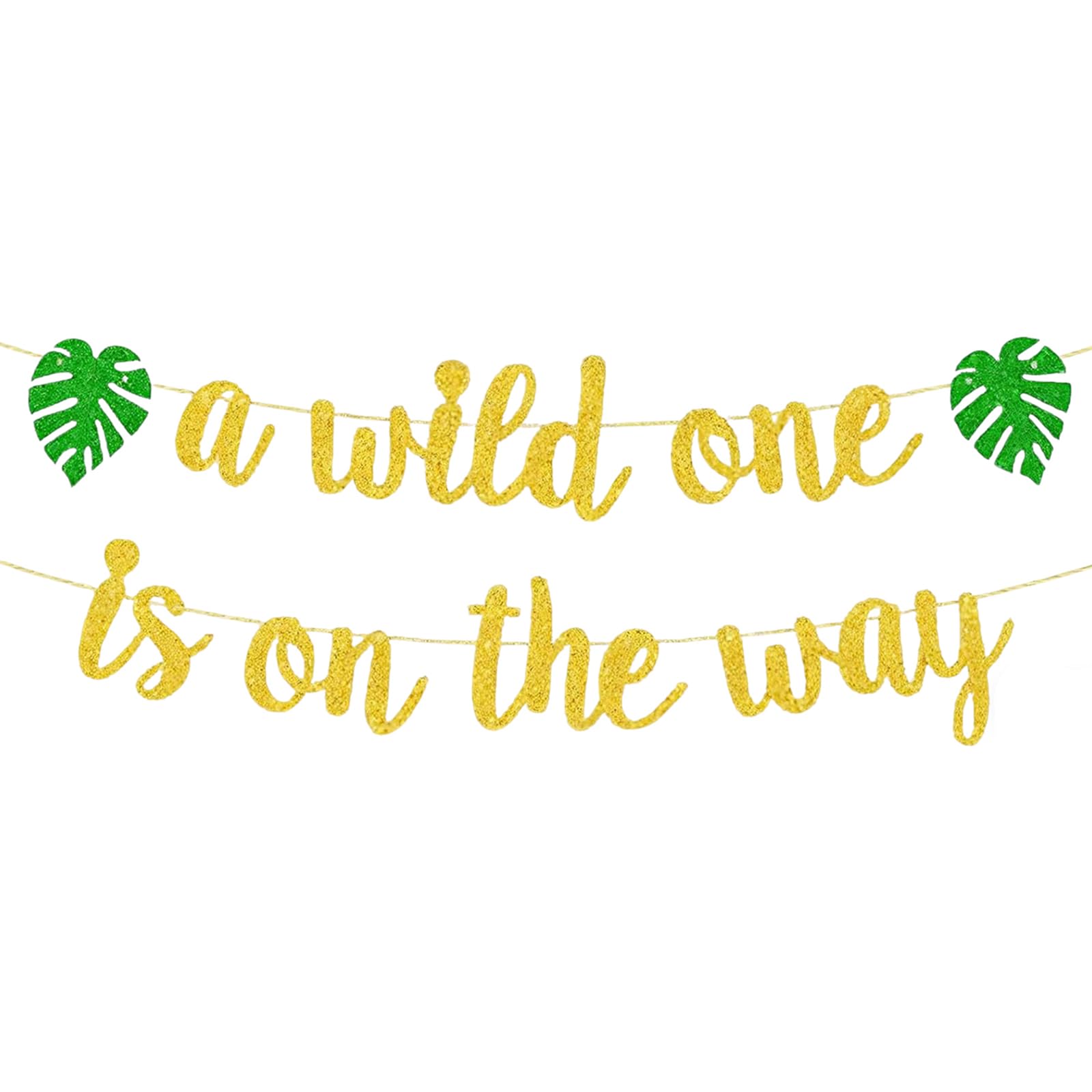 A Wild One is On The Way Banner, Wild One Birthday Decorations, Gold Glitter Baby Shower Banner for 1st Birthday Jungle Party Decorations