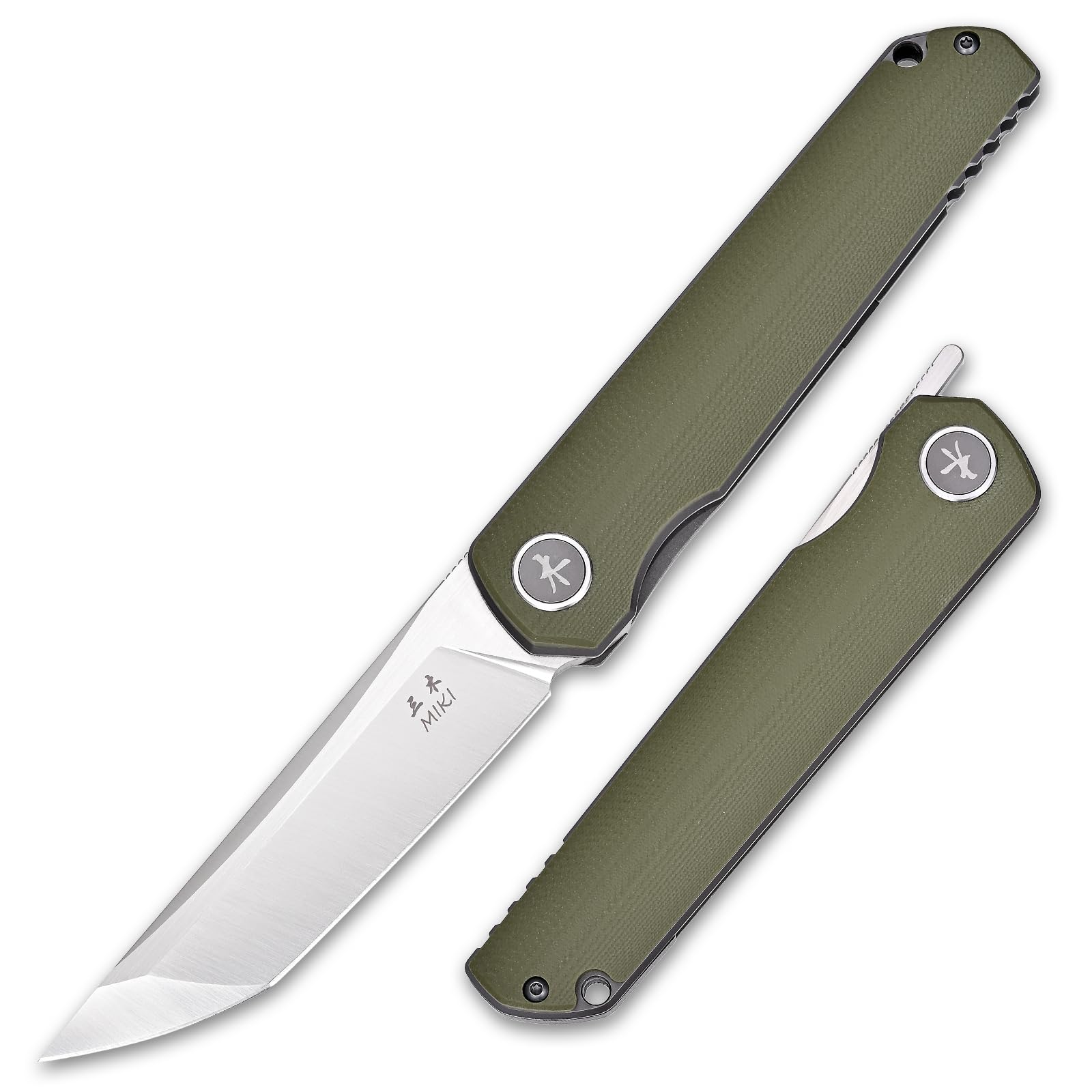 miki Miki Pocket Samurai Folding Knife, G10 Handle, Tanto w/ D2 Plain