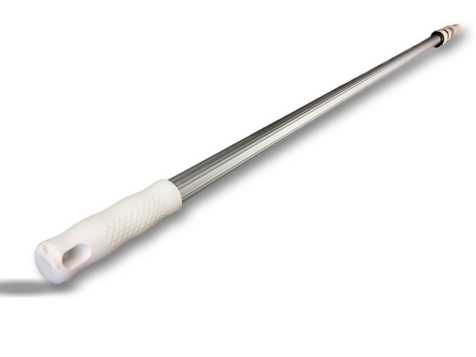 Manche télescopique professionnel | 3 fois 1,20 m | Aluminium anodisé | Pas de vis plastique standard | œillet d'accrochage | Balai raclot tête-de-loup brosse ménage piscine | Kibros 104637