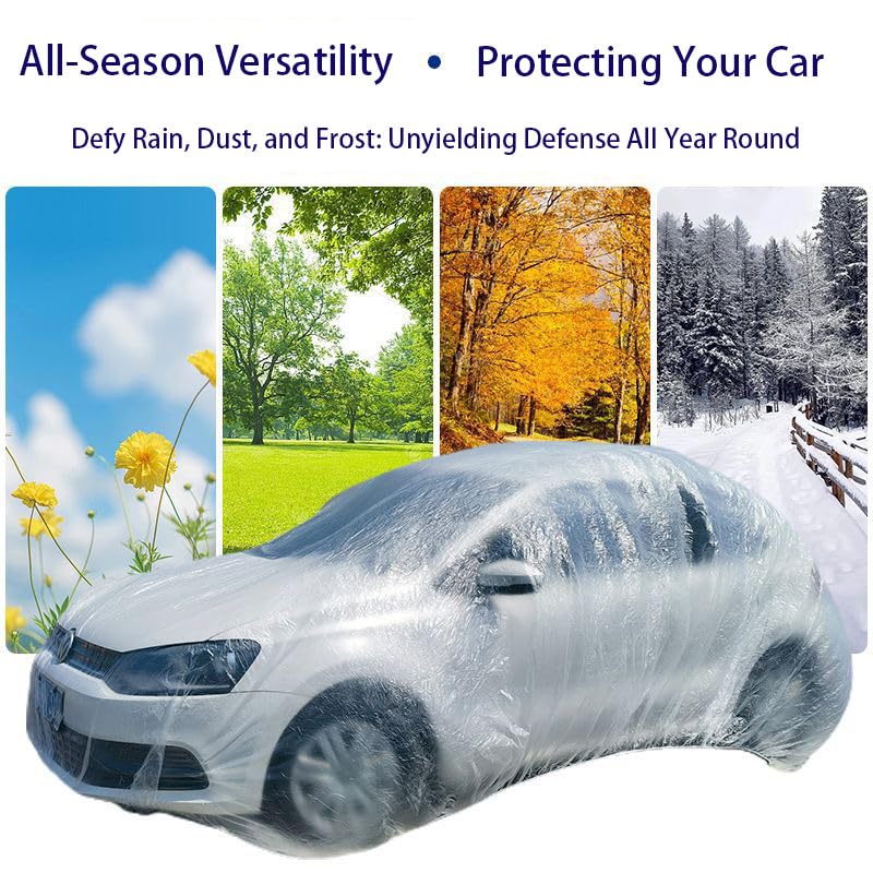 Image of Disposable Transparent Car Cover - Waterproof, Dustproof, Scratch & UV-Resistant Protection for Cars, SUVs, Easy to Use, Eco-Friendly - Pack of 2 for Travel & Outdoor Parking (2, LL)