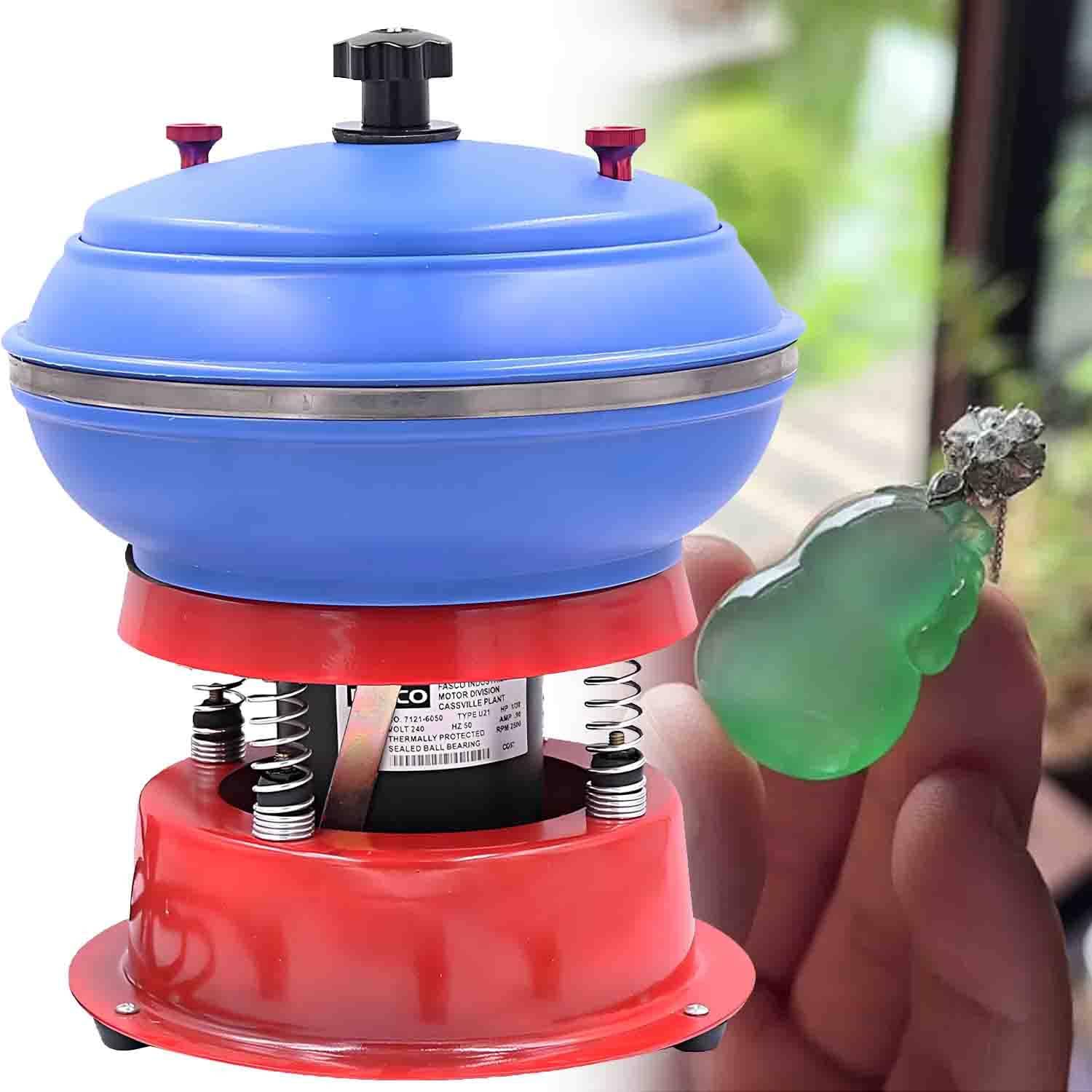 UORDBY Vibrating Polishing Drum & Bowl, Electric Vibratory Tumbler Polisher, Electric Vibrating Bowl, for Small Metal Parts Deburring, Jade Crafts Stain Cleaning