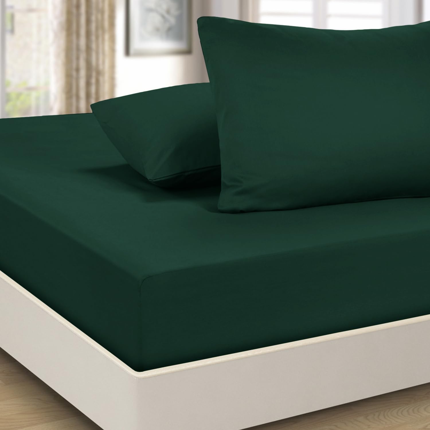 Imperial Rooms Fitted Sheet 40 Cm, Extra Deep Brushed Microfiber Bed Sheets Easy Care Soft Fitted Bed Sheet