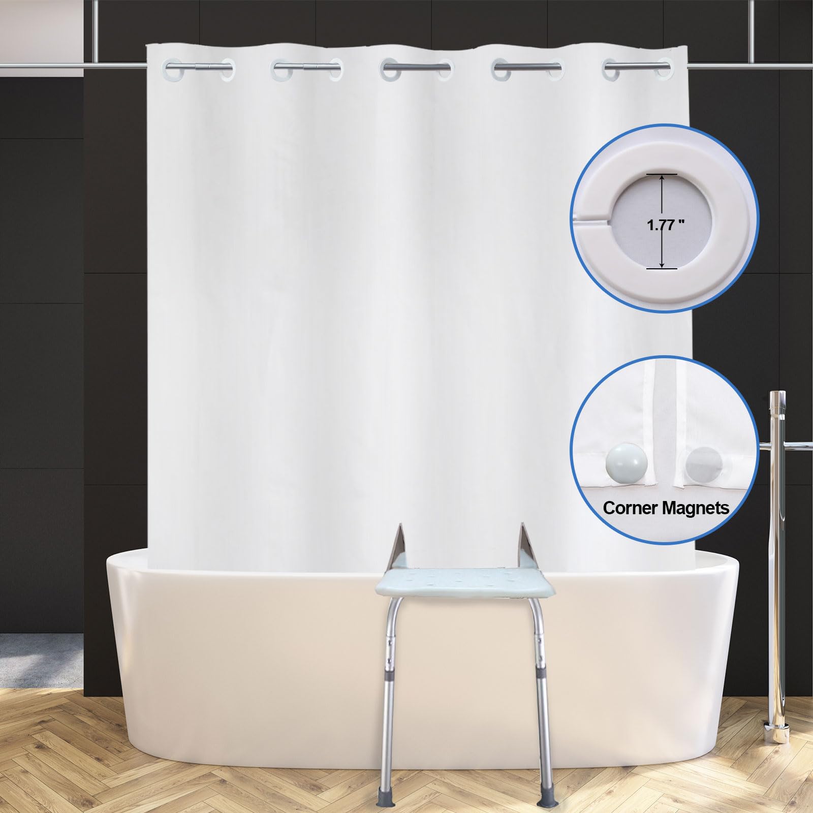 Amazon.com: YISURE Split Shower Curtain for Bath Transfer Benches ...