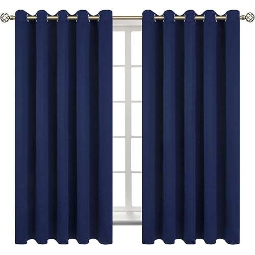 BGment Blackout Curtains for Bedroom - Grommet Thermal Insulated Room Darkening Curtains for Living Room, Set of 2 Panels (70 x 63 Inch, Navy Blue)