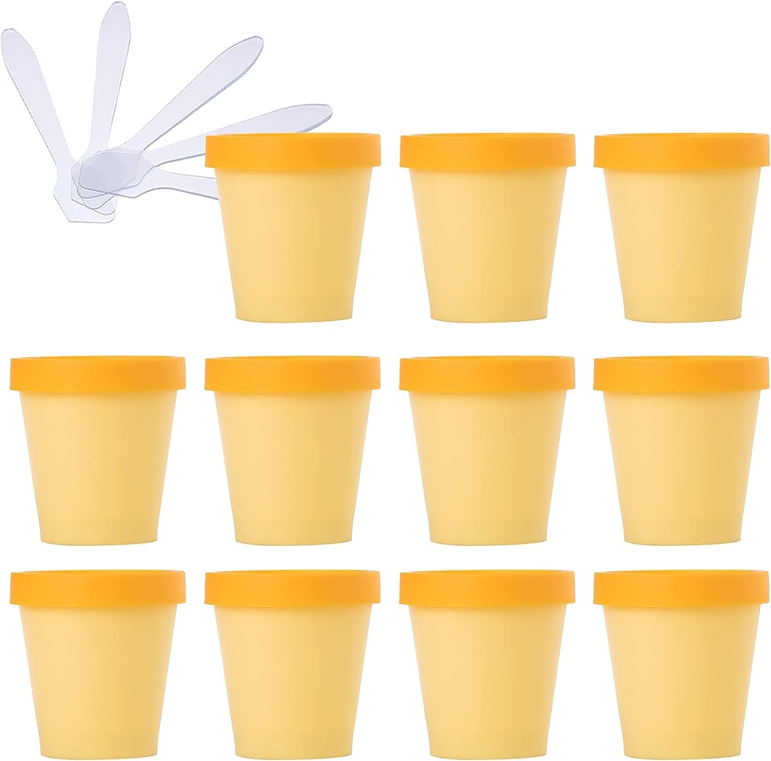 Kosmetiktöpfe, 20 PC-Vorratsdosen aus Kunststoff mit Inneneinsatz zur Aufbewahrung von Körper-, Hand- und Gesichtscreme, Lotion, Gel, 5 x Spatel(Yellow,200ml)