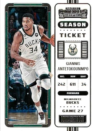 Giannis Antetokounmpo 2022 2023 Panini Contenders Serie de Boletos de Temporada Tarjeta Mint #35 presentando a esta estrella de los Milwaukee Bucks