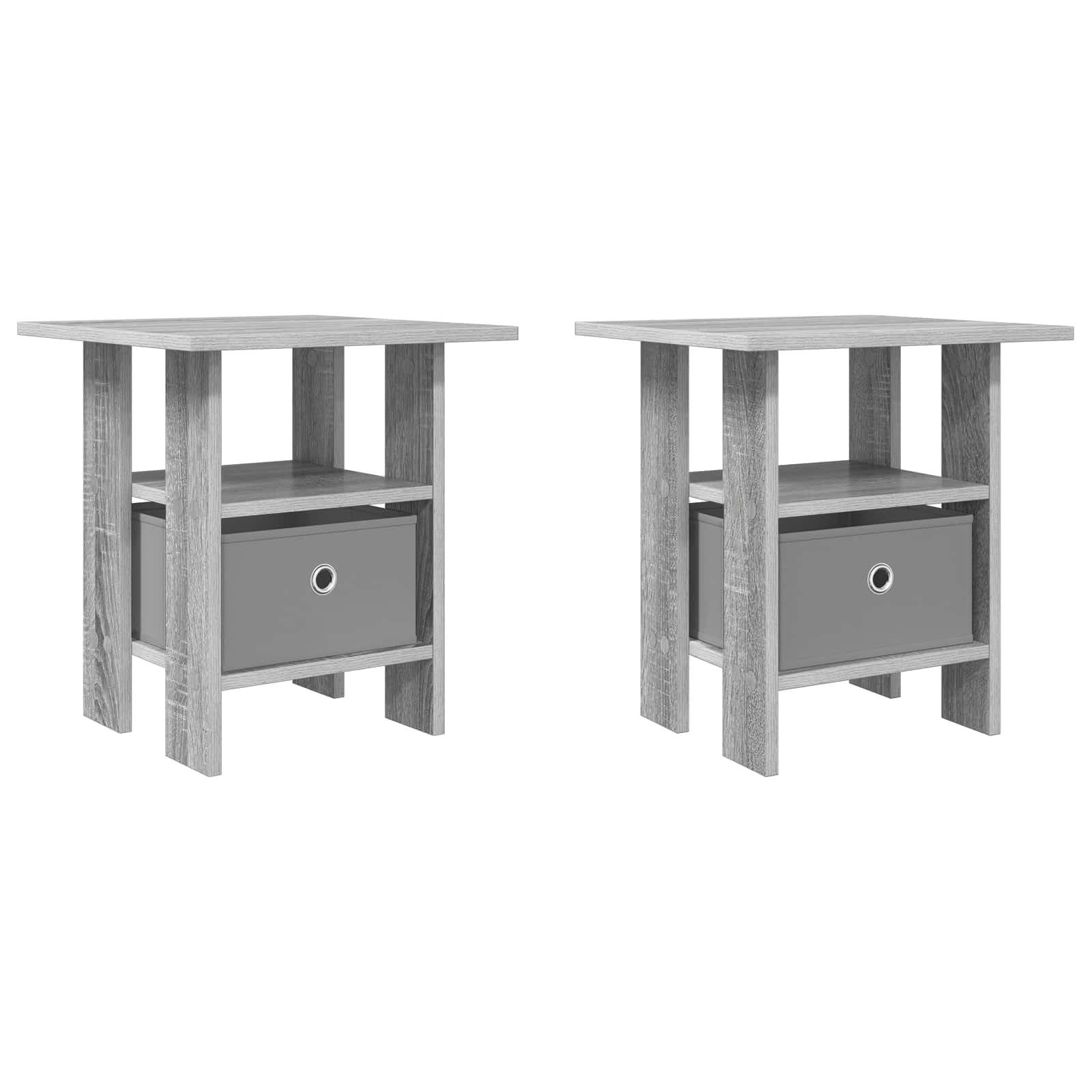 Nachttisch 2er Set Grau Sonoma 41x40x45cm Holzwerkstoff | Moderne Nachtkonsolen für das Schlafzimmer mit Schublade und offenem Fach für geordneten Stauraum im Doppelpack.