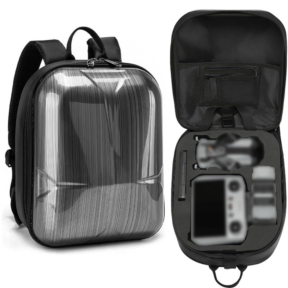 Zaino rigido, custodia per il trasporto del drone, borsa portaoggetti in PVC per DJI Mini 5 Pro, zaino da viaggio impermeabile antiurto con doppia cinghia, nero