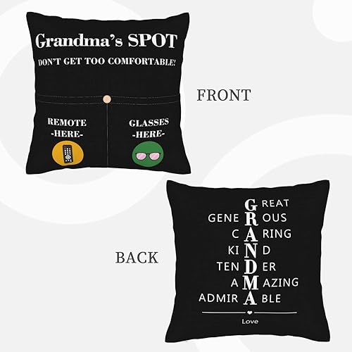 Miniatura 2 de Funda de almohada con dos bolsillos, regalos para abuela, funda de almohada cuadrada de poliéster de doble cara para decoración del hogar, regalos