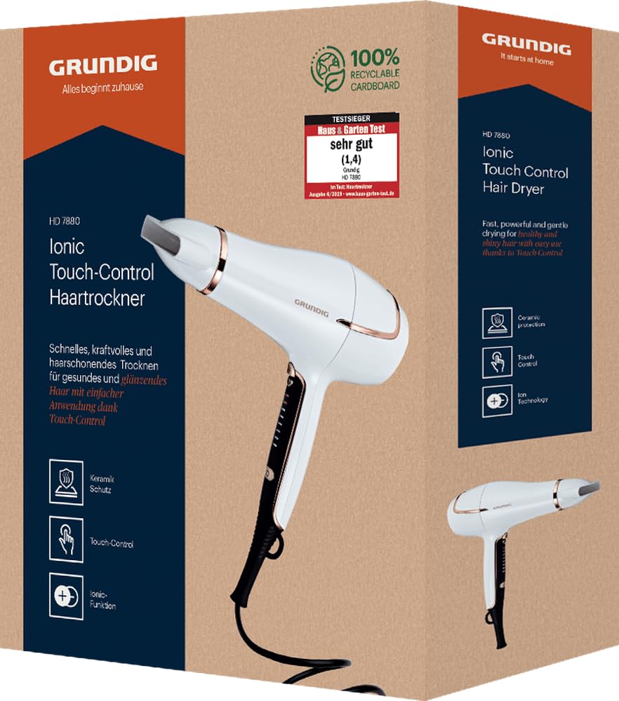 Grundig HD7880 Touch Control - Secador de pelo (2200 W, regulación de la temperatura)