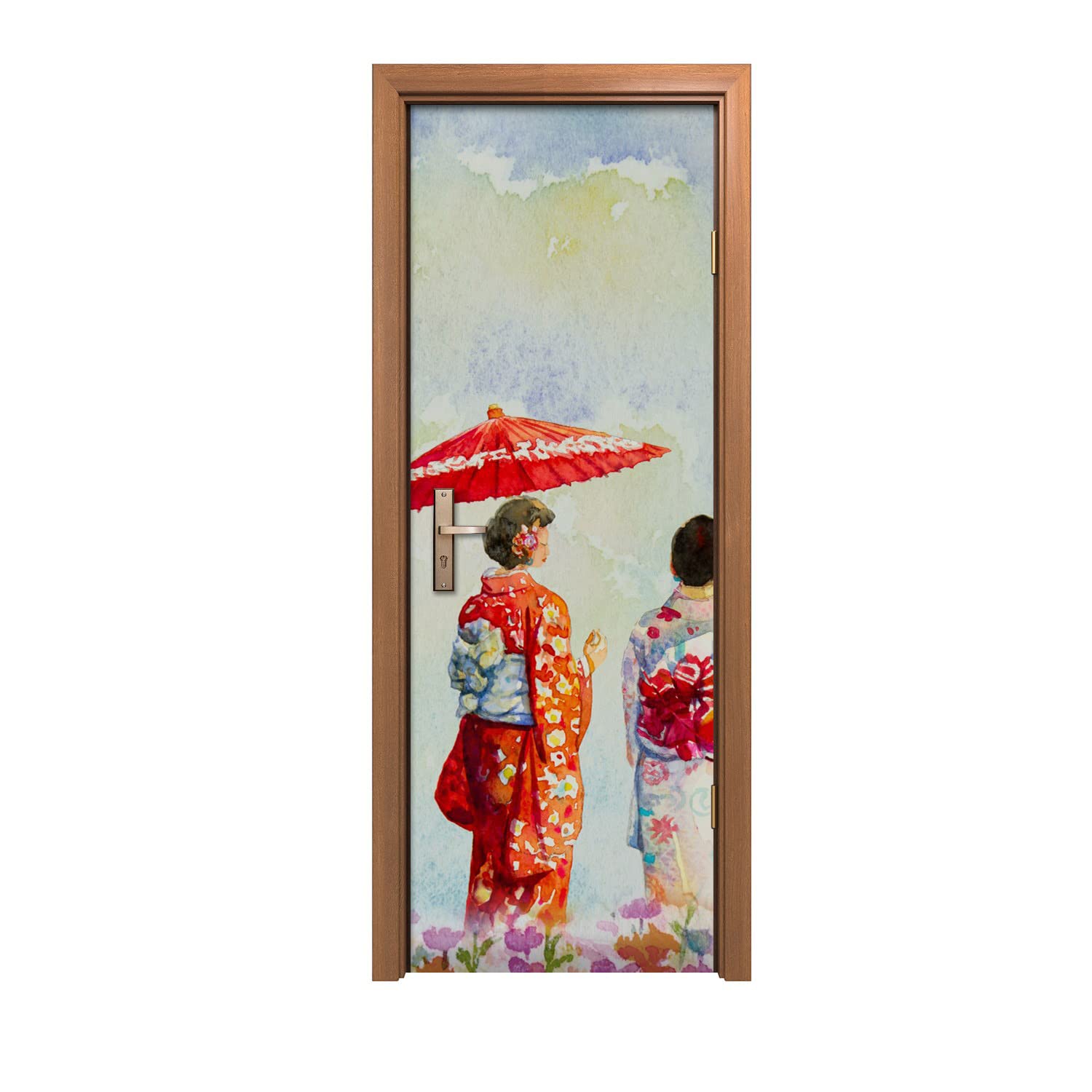 Autocollant de porte 70x200cm décoration murale fleurs sticker déco intérieur design Coloray