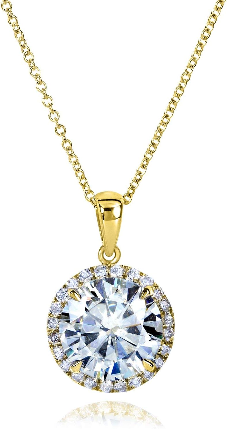 Kobelli Round Moissanite Necklace 3 1/3 CTW 14k Gold