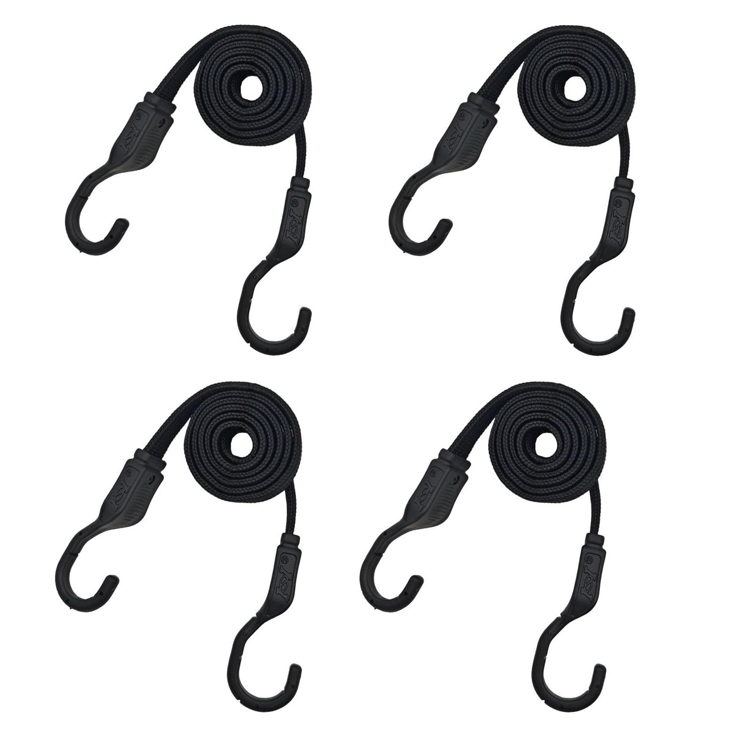 KKLM 荷台用 ゴムバンド 4本セット 高張力ゴムバンド フック付き 調整可能 2M長 自転車/バイク対応 荷台・荷物固定ベルト キャリーカート用ロープ 落下防止対策 多用途伸縮ストラップ 耐久性 簡単取り付け