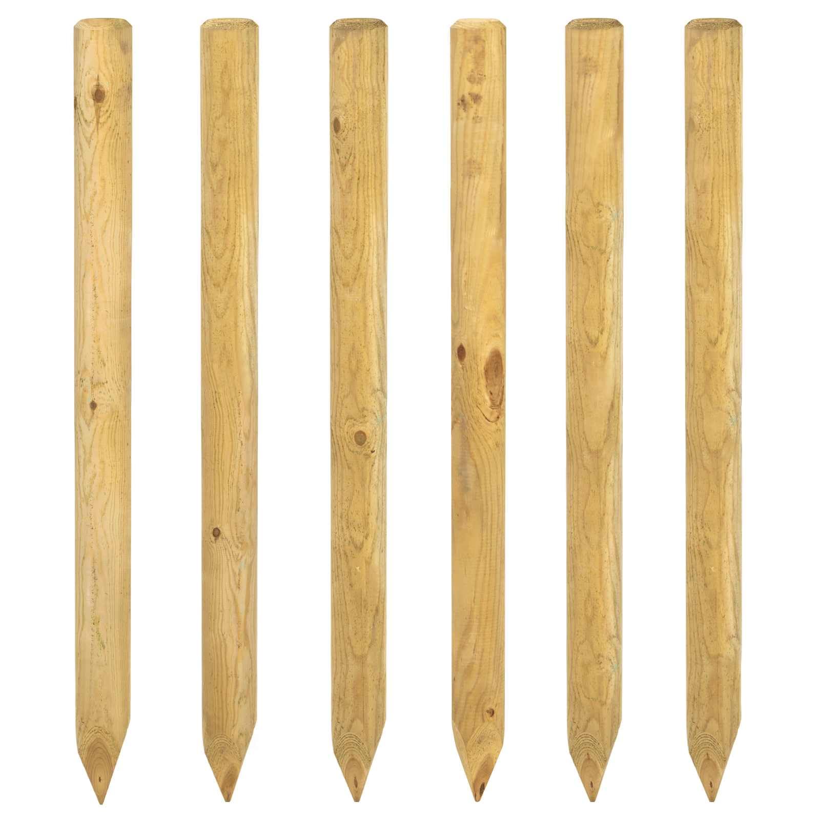 vidaXL Postes para valla de 6 unidades, color verde, 150 cm, madera maciza de pino, postes de madera impregnada, perfectos para vallas de jardín, paisajismo en tu patio