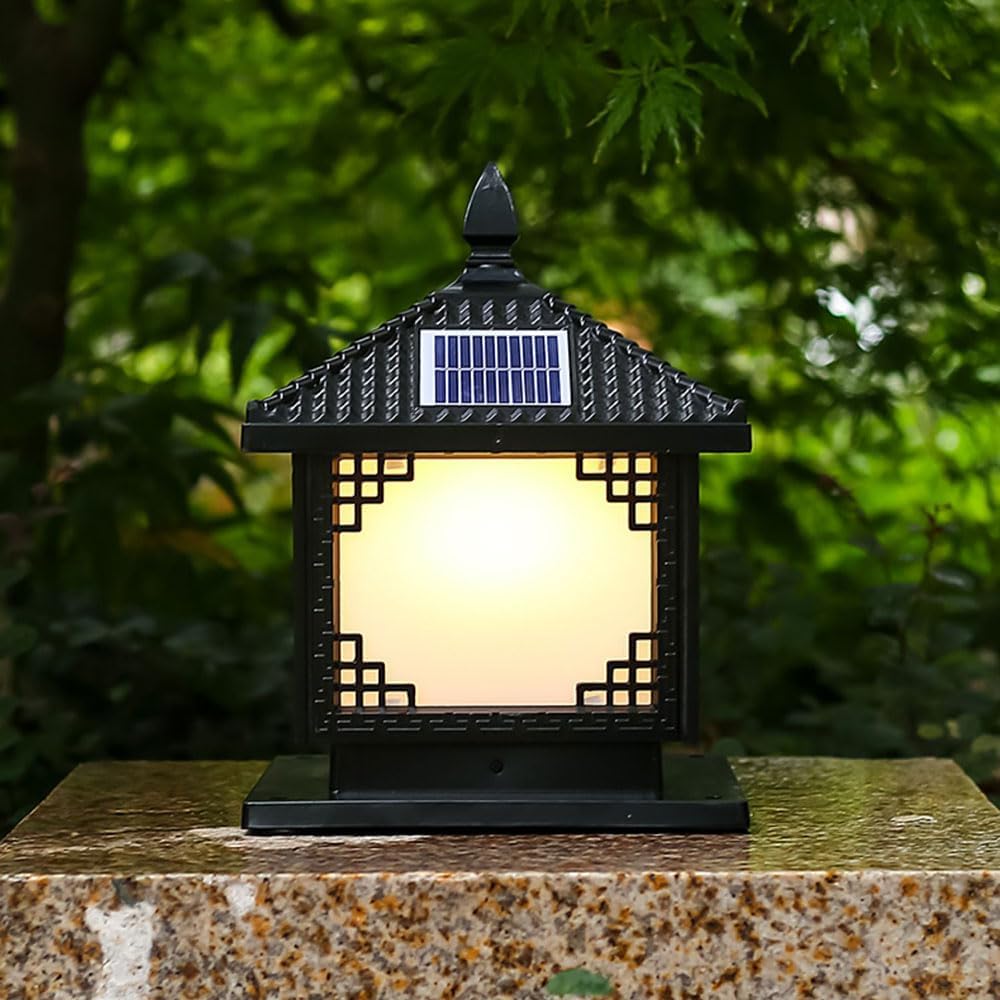Klasyczna lampa solarna wodoodporna zewnętrzna lampa filarowa willa ceglana lampa filarowa do krajobrazu chodnik ogrodzenie(25CM)