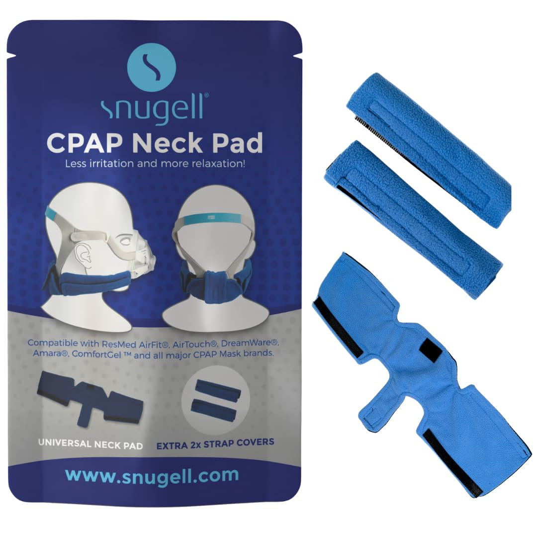 Snugell CPAP Headgear Strap Covers & Neck Pad Cushion (Blue)  Ultra-Soft Fleece CPAP Mask Cushion for Comfort & Skin Protector - Ergonomic Design for All Major Brands Provides Ultimate Comfort Multicoloured