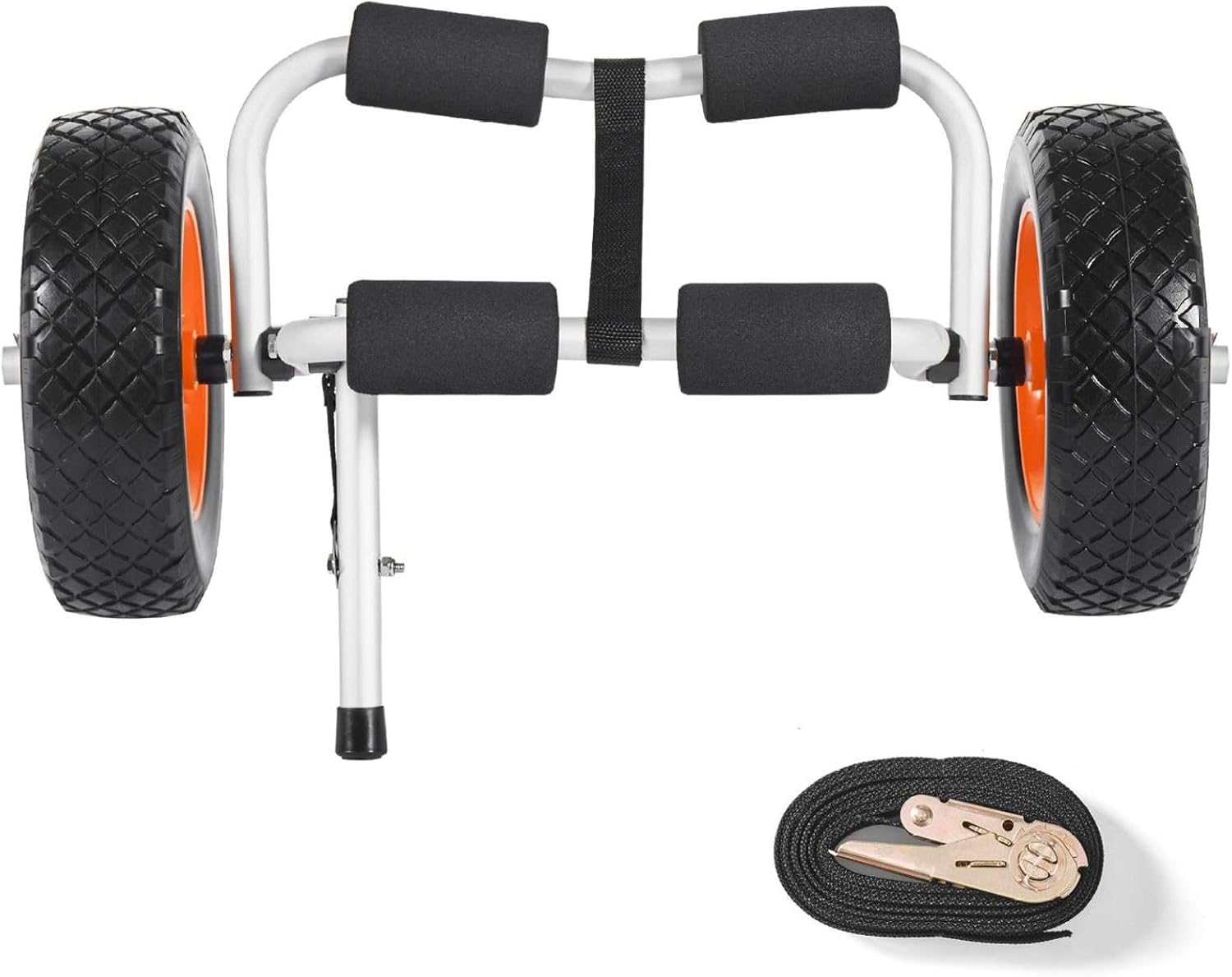 Kayak Cart 200 Lbs - Foldable Kayak Trolley with 10-inch Tires & Ratchet Strap - Canoe & Paddle Board Carrier for Transport
