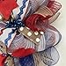 Red Burlap and Blue Patriotic Ribbon Wreath Handmade Deco Mesh Available in 24 and 28 inch diameters High Quality