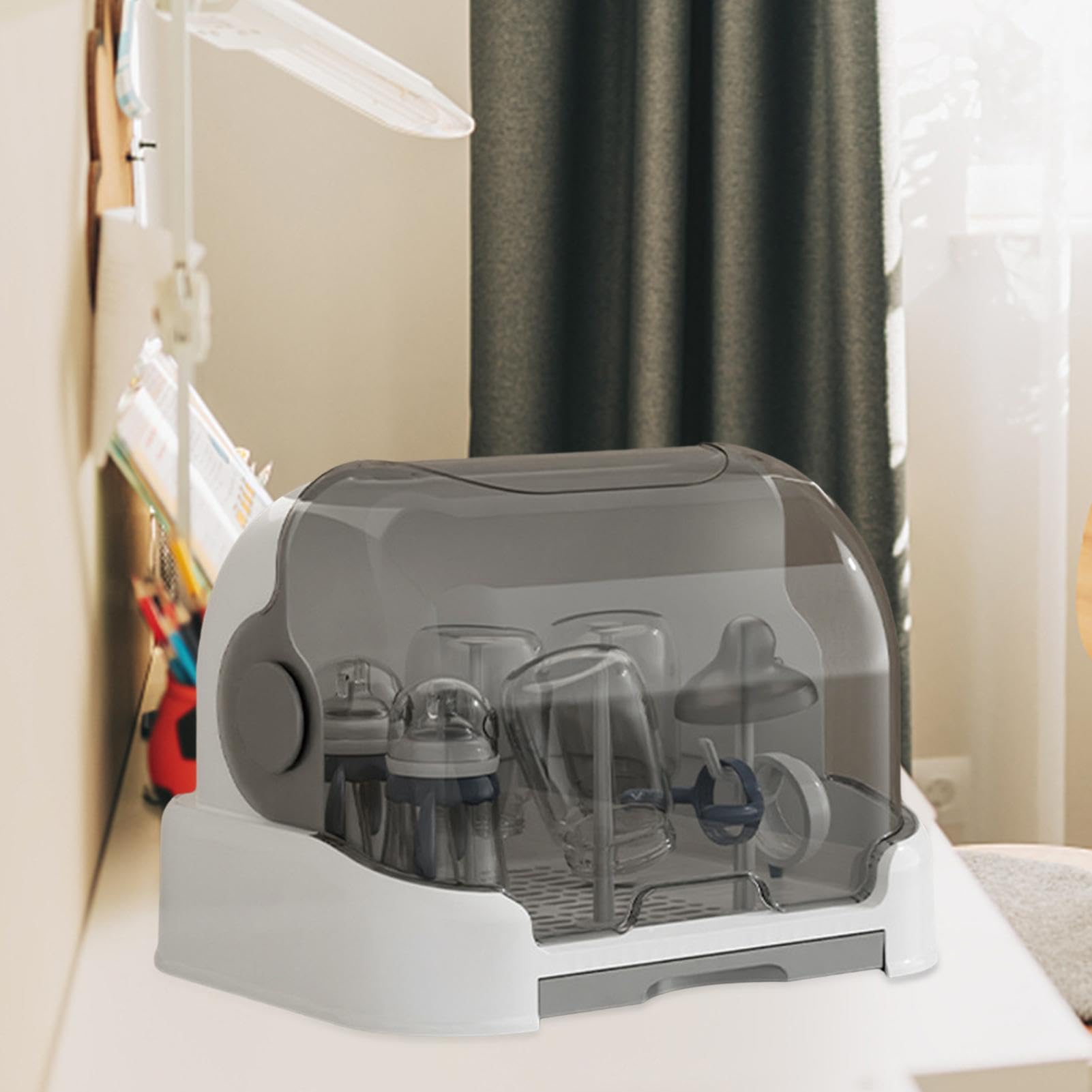 Abtropfgestell für Babyflaschen – Babyflaschenregal | Aufbewahrungsbox für | Babyflaschen | Tragbarer Flaschentrockner mit Abdeckung | Aufsatzregal für Flaschen Sauger Tassen | Staubdichter