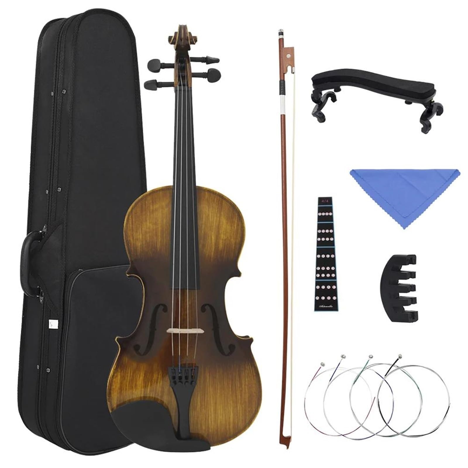 Violino Set Violino classico acustico per strumento a corde di violino 4/4 con custodia Set di accessori per strumenti musicali
