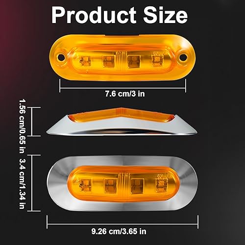 Miniatura 5 de 20 paquete de DC12-24V 9.4 cm 4 LED luces de marcador de remolque, luz de gálibo, lámparas de indicadores frontales, traseras y laterales con bisel