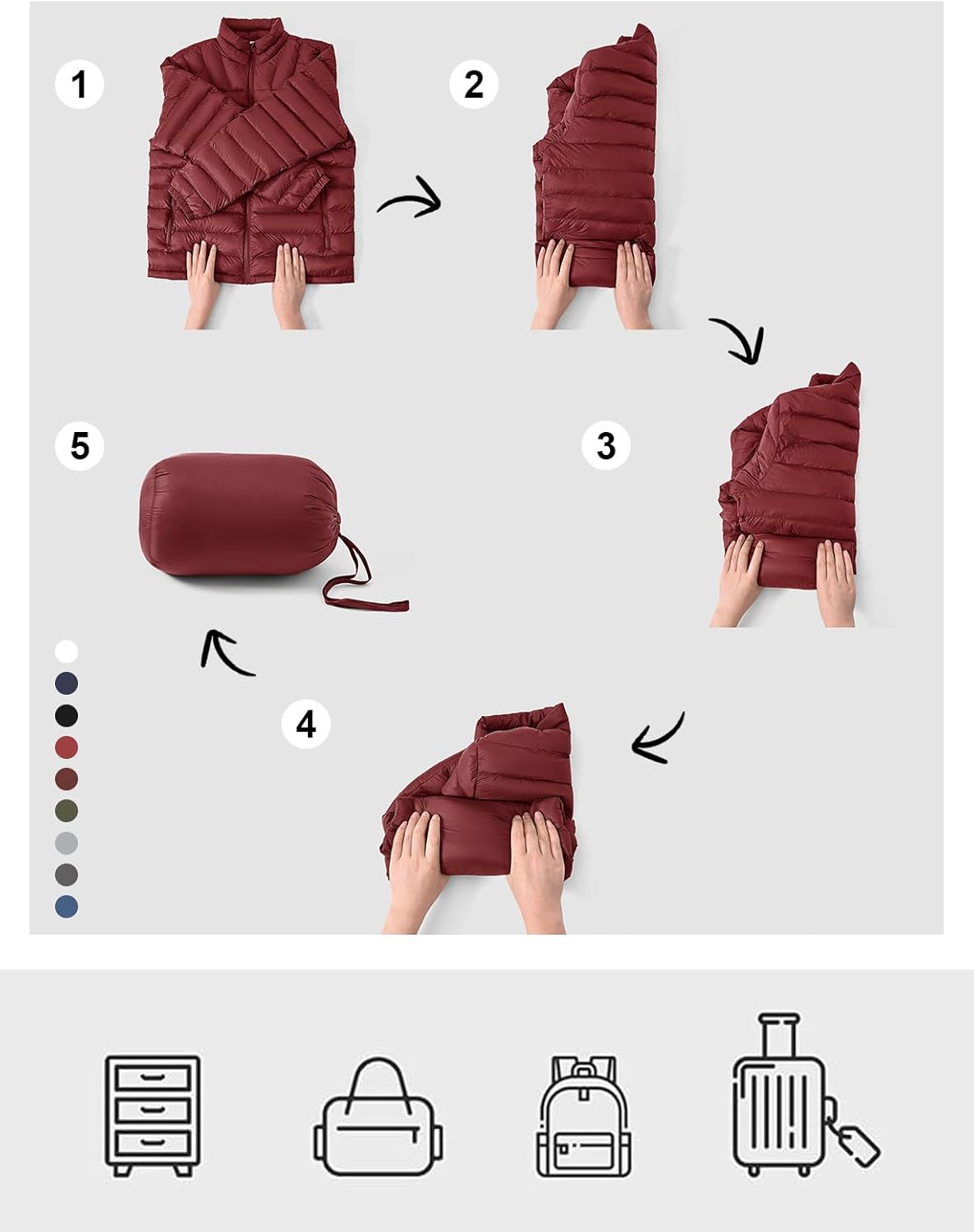 BGOWATU Men's Lightweight Packable Puffer Jacket Warm Winter Jacket for Men Down Alternative Puffy Coat