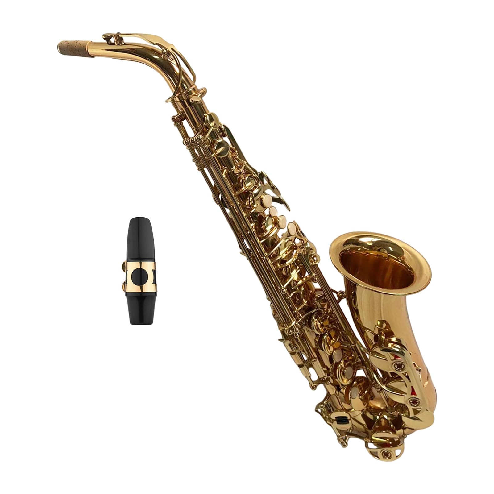Eb Alto Saxophone Professional Eb Tuned Gold Lacquer Brass Body Sax with More Than 9 Accessories for Students and Players