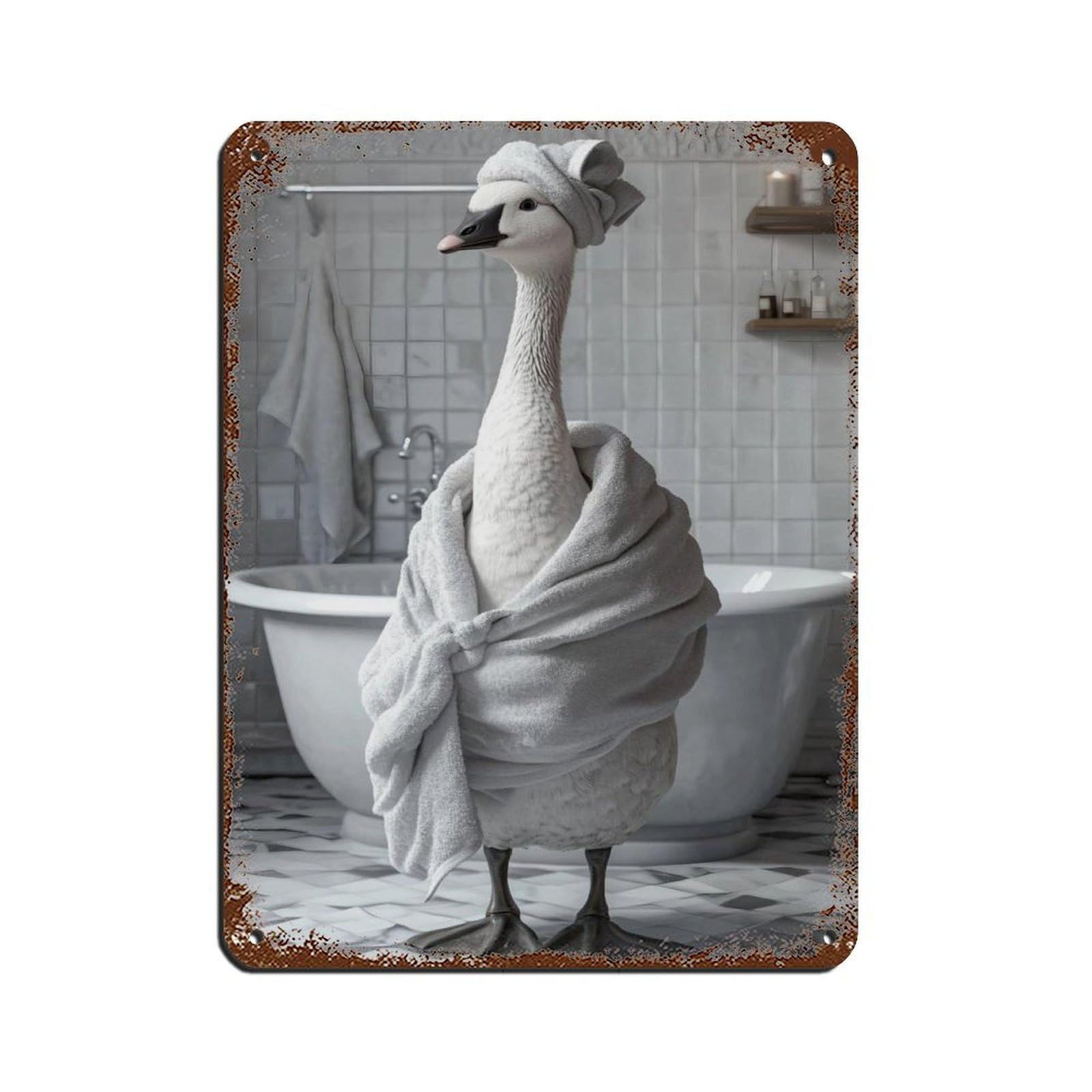 Lxwnze 30L X 40W Cm Quirky Swan,Funny Animal Tin Sign Vintage Metal Pub Club Cafe Bar Home Wall Art Decoration Poster Retro 12X16inch(30X40cm)